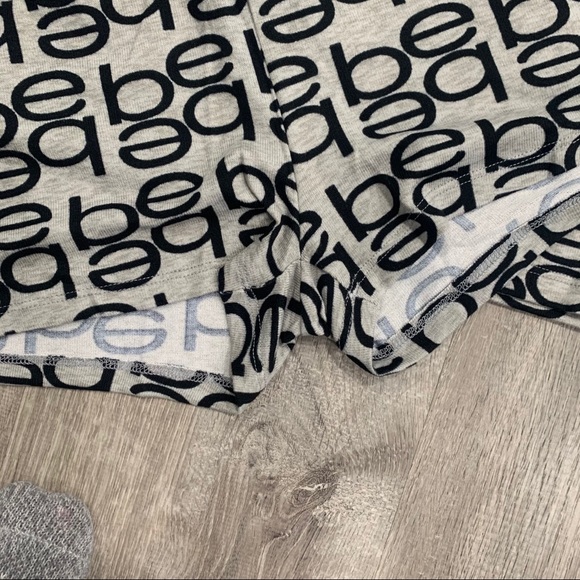 NWT BEBE Gray Logo Pajama Set Top & Shorts - Picture 7 of 9